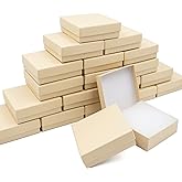 opaprain Cardboard Jewelry Brown Gift Boxes 20 Pack3.5×3.5×1 inches, its apply to displaying necklaces, rings, bracelets, earrings