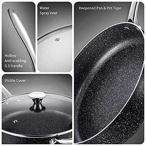Nonstick Frying Pan, Saute Pan 11 inch, Deep StoneDerived NonStick