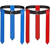 LMOMSS Flag Football Belts,2 Pack Adjustable Flag Football Set with Double Stainless Steel D-Ring Belt and 6 Flags for Men,Women,Adults,Youths