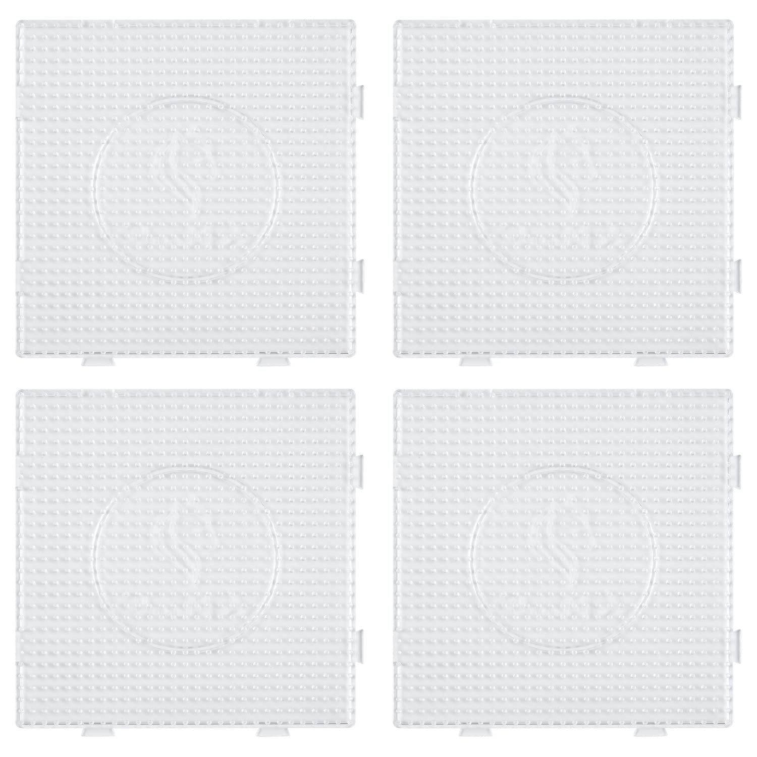 La Manuli 4-Pack Boards for Ironing Beads Midi (5mm) - Large Clear Fuse Bead Pegboards 14,5 x 14,5 cm