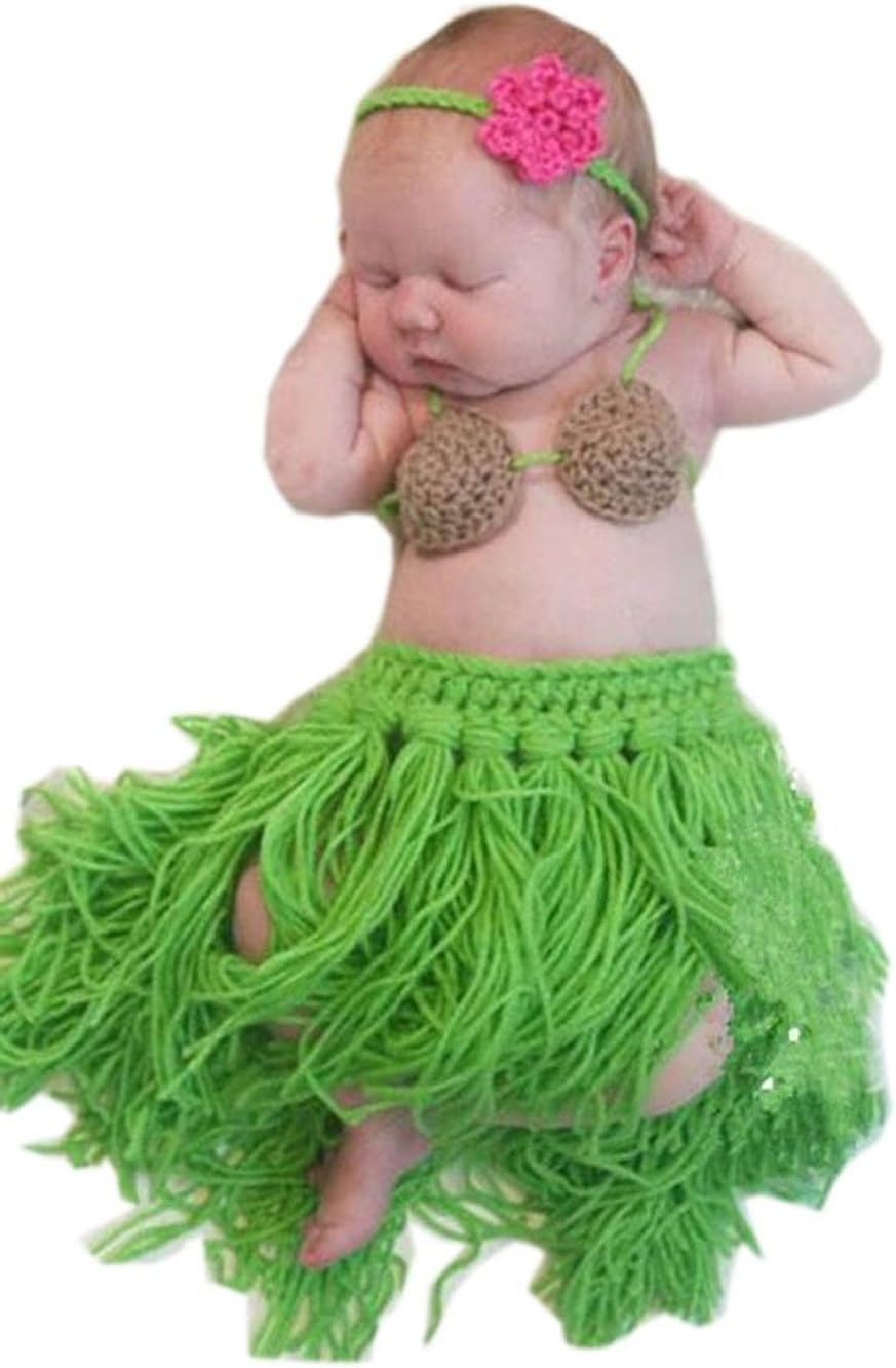 Baby Girls Boys Knitted Crochet Headband Bra Hula Skirt Photography Prop By Xselector