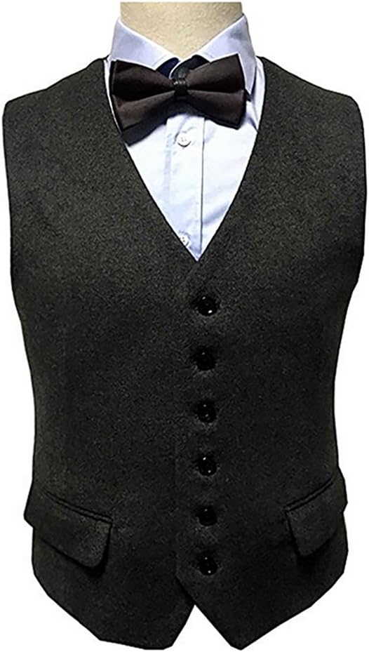 Ma Men's Winter Slim Fit Cashmere Waistcoat Dress Vest for Men