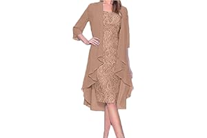 HGps8w Women 2 Pieces Mother of The Bride Dress Suits Elegant Wedding Guest Formal Lace Dresses Chiffon Jacket Outfit Sets