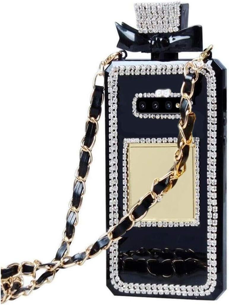 Omio for Galaxy S10 Plus Perfume Bottle Case for Galaxy S10 Plus Glitter Cover with Wrist Chain String Luxury Charming Creative 3D Handmade Bling Shiny Crystal Diamonds Rhinestone Case for Galaxy S10+
