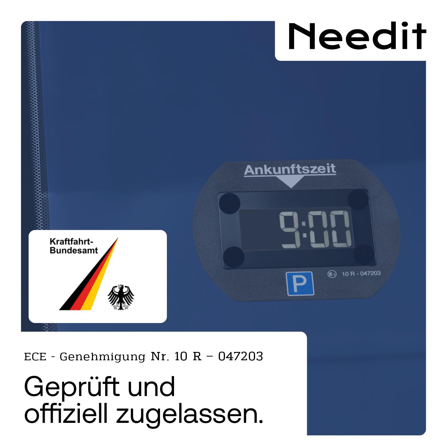 Needit elektronische Parkscheibe Park Lite I automatische Parkscheibe elektrisch mit Zulassung vom Kraftfahrt-Bundesamt I Digitale Parkuhr mit 2 Displays & vielen Funktionen, langlebig & zuverlässig 4