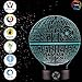3D Optical Illusion Night Light - 7 LED Color Changing Lamp - Cool Soft Light Safe For Kids - Solution For Nightmares - Star Wars Death Star
