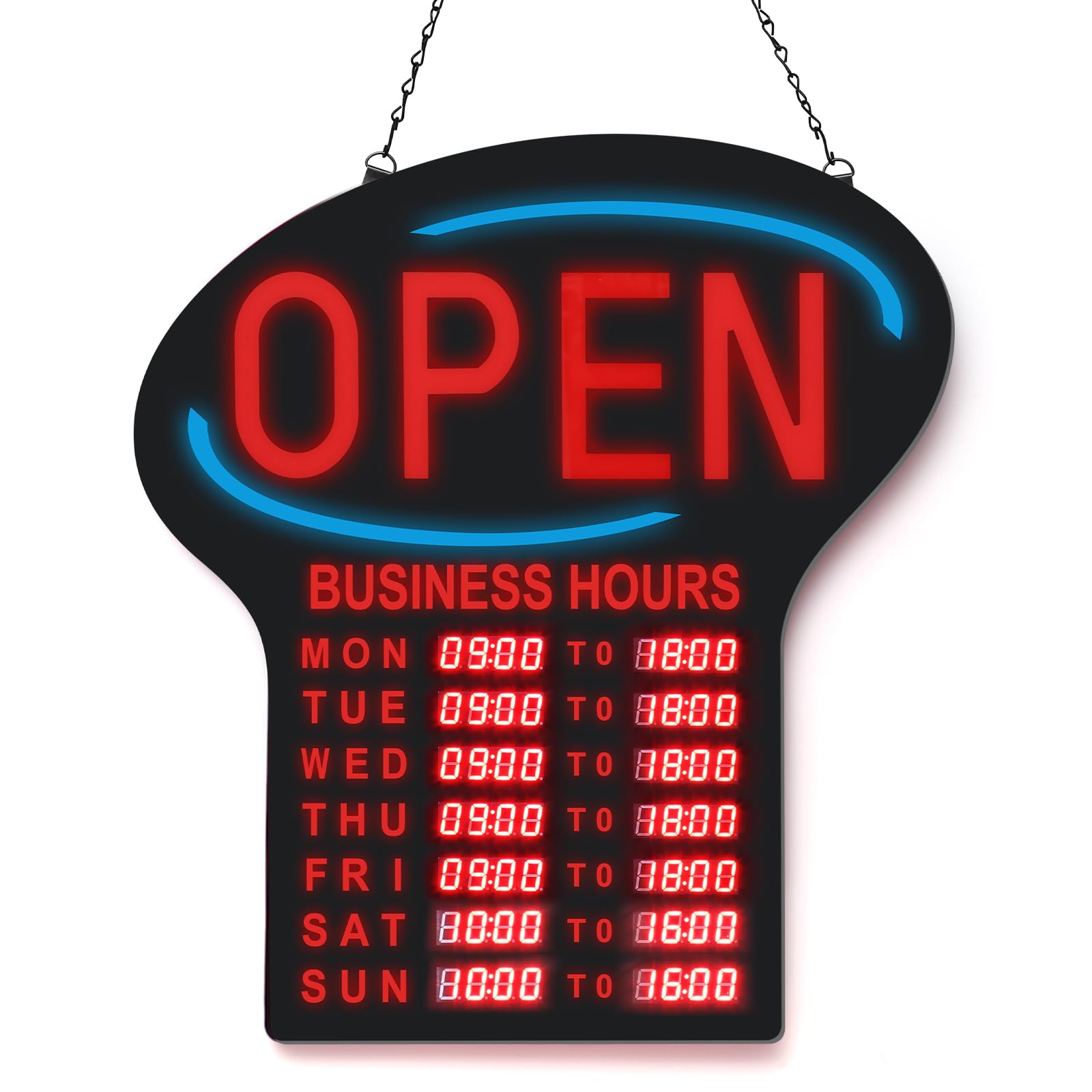 Photo 1 of Kanayu LED Business Open Sign Large Electronic Programmable Store Hours Sign with Instructions, 23.6 x 16.7 x 0.8 inches, Red and Black