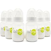 Avima Anti-Colic Baby Bottles – 4 oz, Slow Flow Nipples – BPA-Free, Standard Neck – Stage 1 for 0–3 Months – Set of 6