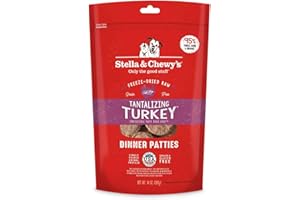 Stella & Chewy's Freeze Dried Raw Dinner Patties – Grain Free Dog Food, Protein Rich Tantalizing Turkey Recipe – 14 oz Bag