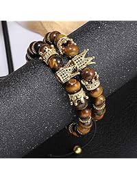 BO  - Pulsera de cuentas con corona imperial de 0.315 in para parejas y hombres y mujeres