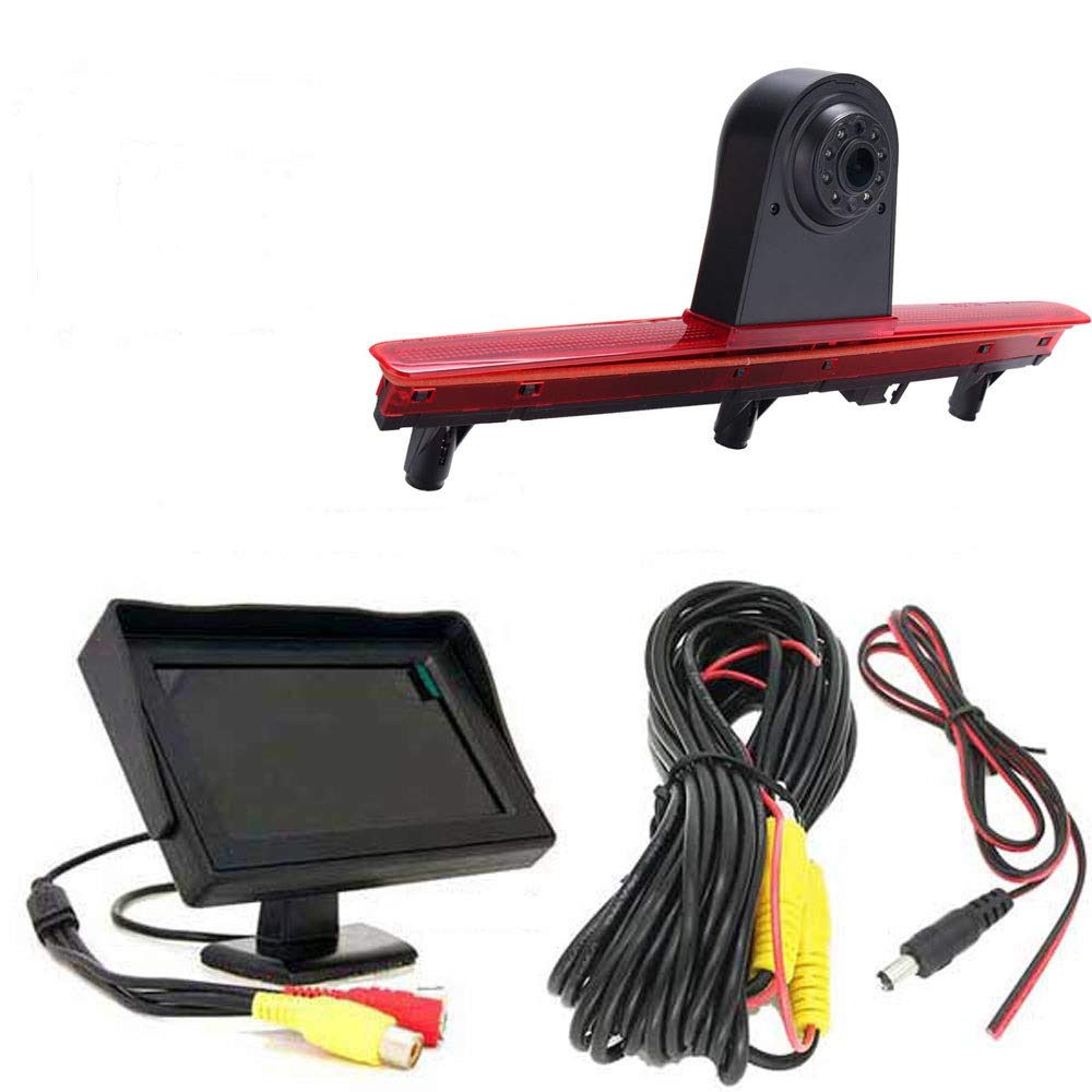 4.3'' Inch TFT LCD Auto Monitor + 1280x720 Pixel 1000 TV Lines Parking Camera, HD Night Vision Rear View Backup Camera for VW T5 Bus Transporter VAN Multivan Caravelle Bussiness Car 2003-2015 Bj