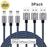 Cablex iPhone Charger, 3Pack 6FT Lightning to USB Nylon Braided Cable, Compatible with iPhone 7/7 Plus/6s/6s Plus/6/6 Plus/5/5S/5C/SE/iPad and iPod (Blue)