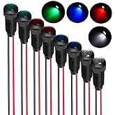 Gebildet 8pcs Red/Blue/Green/White LED Indicator Pilot Light AC/DC 12-24V Mounting Hole Size 8mm(Flame Retardant Plastic Shell)