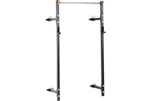 Bells of Steel Wall-Mounted and Folding Squat Rack with Pull Up Bar, Power Rack with J-Cups - Space-Saver Home Gym Wall Mount