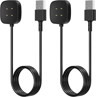 FYOUNG 2PK Charger Cable for Fitbit Versa 3 4 Sense 1 2 Smartwatch USB Cord