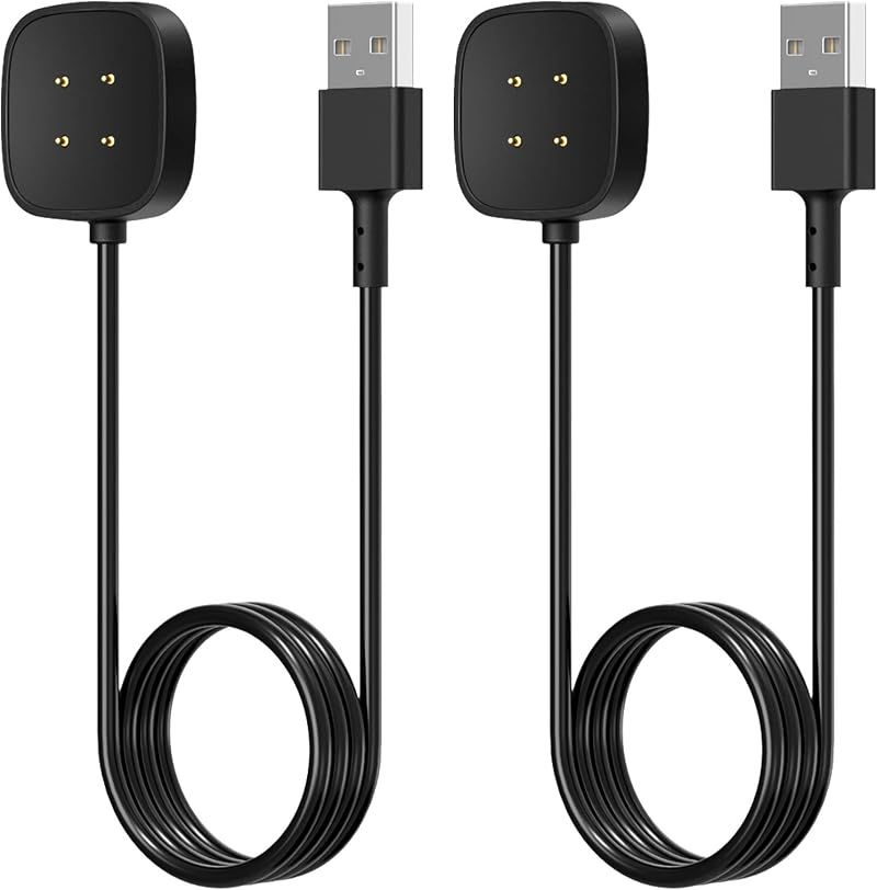 FYOUNG 2PK Charger Cable for Fitbit Versa 3 4 Sense 1 2 Smartwatch USB Cord