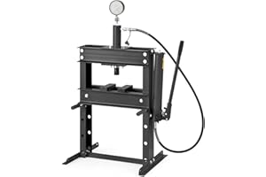 GarveeLife 10 Ton Hydraulic Press with Pressure Gauge, H-Frame Garage Floor Hydraulic Shop Press with Adjustable Work Table &