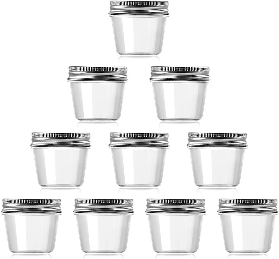 Novelinks 4 Ounce Clear Plastic Jars Containers With Screw On Lids - Refillable Round Empty Plastic Slime Storage Containers for Kitchen & Household Storage - BPA Free (10 Pack)