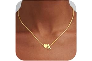Eaciy Christmas Gifts for Grandkids Teens Girls, 18K Gold Plated Letter A-Z Heart Initial Necklaces for Women Teen Girl Trendy Stuff Birthday Gifts Stocking Stuffers for Teen Girls Women Jewelry