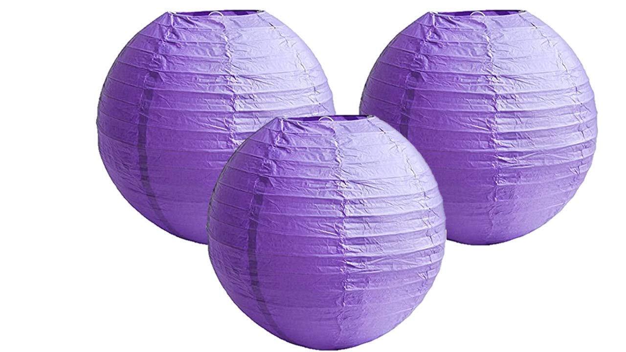 Paper Lanterns Mix Color Packs of 3 Round Paper Lanterns Lampshade Party Decorations (Purple, 16" (40 cm))