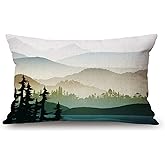 Solekla Mountain and Tree Lumbar Throw Pillow Cover 12x20 Inch Decorative Bedroom Living Room Nature Landscape with Mountain Forest and Lake Rectanglar Cushion Case for Bed Sofa Couch