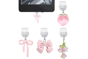 sunla 4Pcs Charms for Kindle, Pink Bow Dust Plug Charm Compatible with E-Reader, Phone, Ipad with Type C/USB C Charging Port-CP001