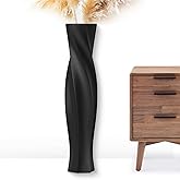 Rocendlor Tall Vases - 23.6" Tall Floor Vase for Home Decor, Resin Floor Vases, Black Hexagon Twist Floor Vase, Fits Into Hay/Pampas Grass, Living Room, Office, Wedding Decor (Black)
