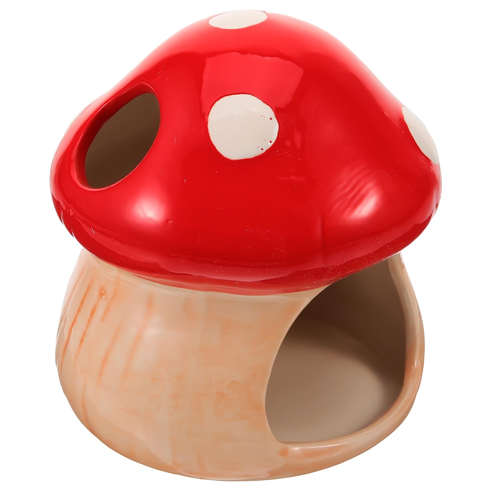 Housoutil Ceramic Mushroom Hamster Hide, Hamster Mushroom House, Mini Ceramic House, Summer Cute Nest, Cooling Shelter for s, Golden Bears