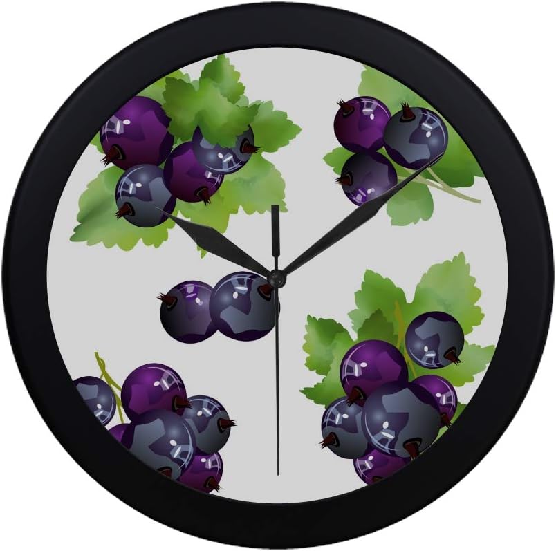 Chawzie Modern Simple European Blackcurrant Fruit Wall Clock Indoor Movement Wall Clcok for Office,Bathroom,livingroom Decorative 9.65 Inch