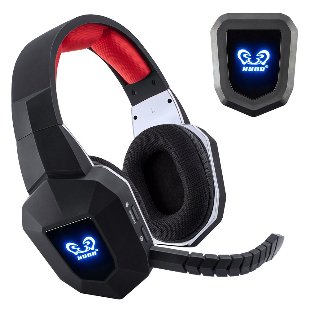Wireless Headset 2.4Ghz Optical BliGli Noise Canceling Stereo Gaming Game Headphones for TV, PC, PS3, PS4,with 7.1 Surround Sound,Detachable Mic, Rechargeable Battery, and LED Light