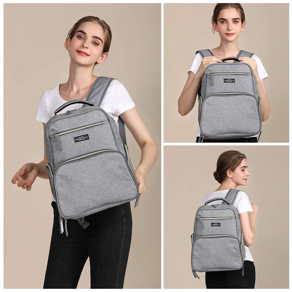MOMIGO Breast Pump Backpack Diaper Bag - Multi-Function Mommy Outdoor Working Backpack with Insulation Pocket
