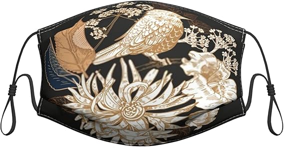 Black Trees and Flowers and Birds2 Face Mask