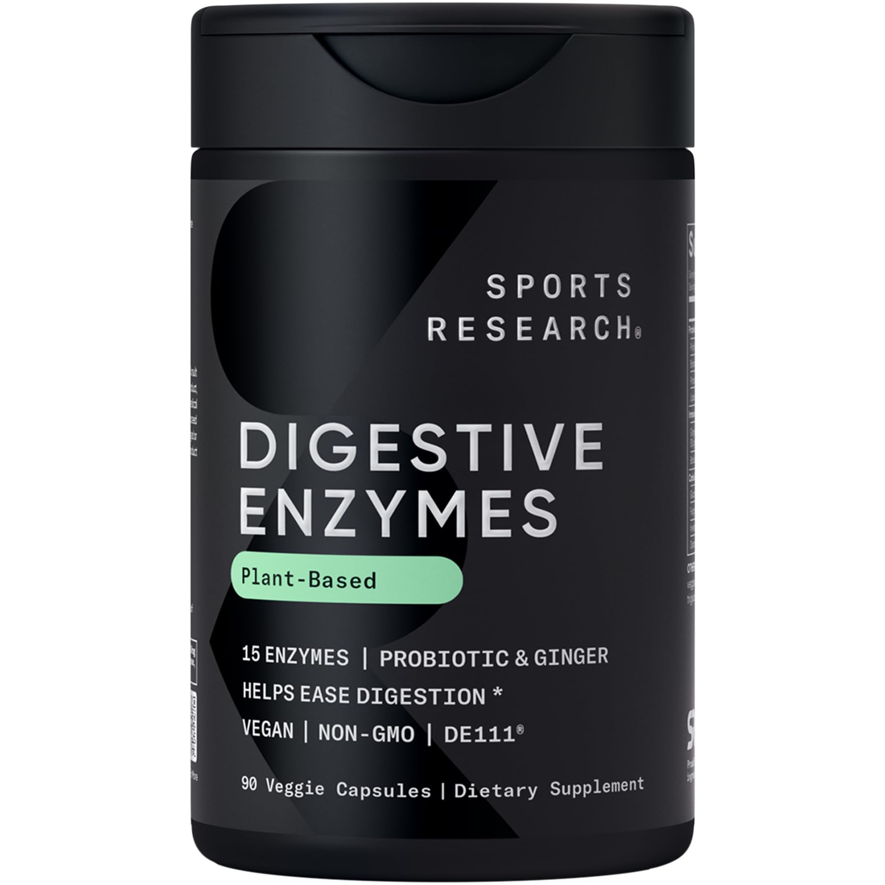 Photo 1 of Sports Research Digestive Enzymes with Probiotics & Ginger - Plant Based for Dairy, Protein, Sugar & Carbs - Non-GMO Verified & Vegan Friendly (90 Veggie Capsules)