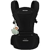Bebamour Baby Carrier with Hip Seat,All-Position Breathable Mesh Hip Seat & Carrier 0-36Months with Head Hood, 3 PCS Teething Pads, Waist Extender,Storage Bag & Pacifier Case(Black)