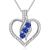 Rose Heart Birthstone Necklace for Women - Solid S925 Sterling Silver with Rose Gold Plated Infinity Symbol of Love Valentine's, Mother's Day, Anniversary, Christmas Birthday Gift for Her, Mom, Wife, or Girlfriend.