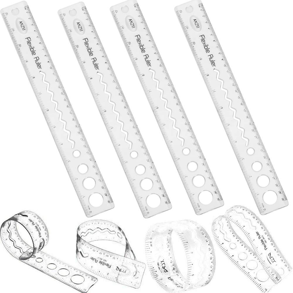 30CM/12inch Unbreakable Clear Rulers Shatter Resistent Bendable Flexible Rubber Rulers Shatterproof Straight Plastic Ruler, Flexi Folding Rulers School,Classroom,or Office Kids/Adults(4PCS) — image 1