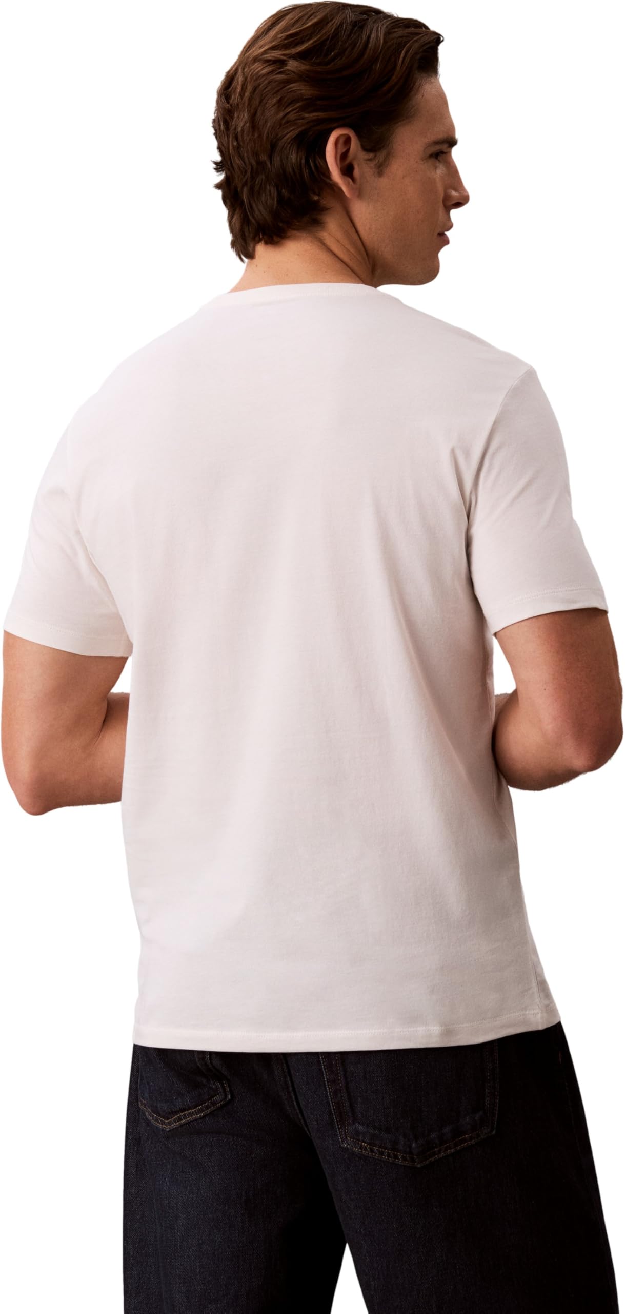 Calvin Klein Herren T-Shirt Kurzarm Graphic mit Rundhalsausschnitt, Weiß (White Greige), L 2