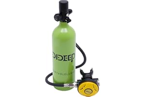 Bazargame Mini Scuba Tank, 0.5L/1L Mini Diving Tank 5-10/15-20 Minutes Underwater Breath Device Portable Diving Oxygen Tank Kit, Portable Lung Tank for Emergency Rescue Underwater Exploration