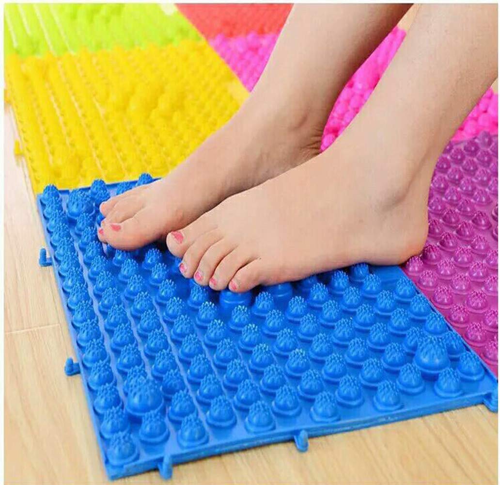 Yobeyi Foot Massage Acupressure Mat Game Foot Reflexology Walking Toe Plate Massage Pad Bathroom Mat Yoga Mat Sports Mat 2 PCS (blue)
