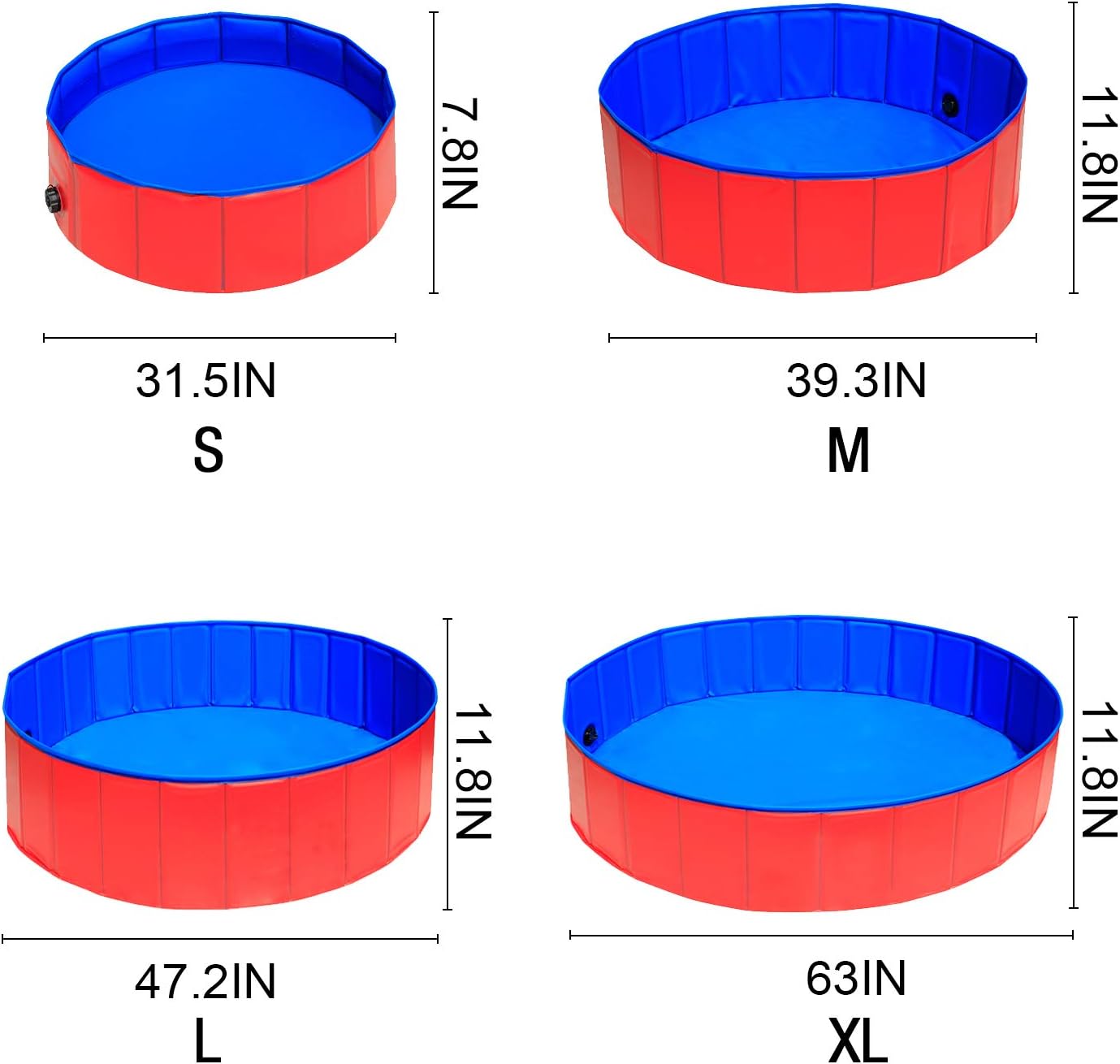 UMARDOO Fold Dog Pool - Pet Bath Pool, Swimming Pool Portable PVC Pet Paddling Bath Tub for Cats (Large-47''X 12'')