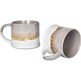 Bosmarlin Medium Ceramic Coffee Mug Set of 2, 15 oz, Stoneware Tea Cup for Office and Home, Dishwasher and Microwave Safe (Grey, 2)