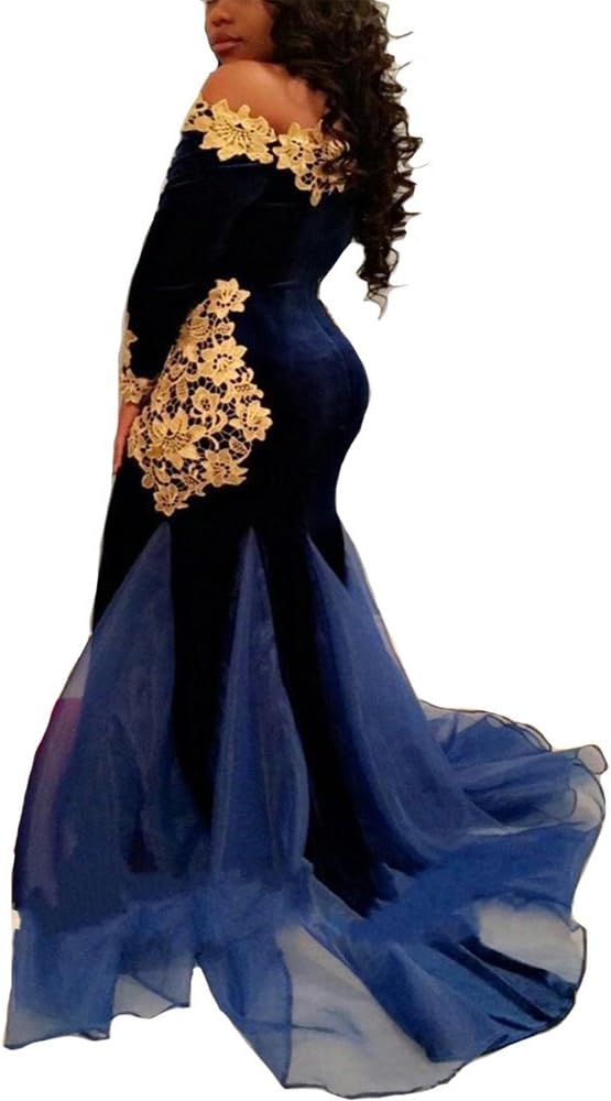 navy velvet prom dress