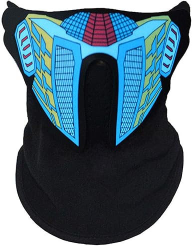 Amazon Com Music Light Up Cool Mask Rave Mask Led With Sound Active No 1 Size Free Size Clothing