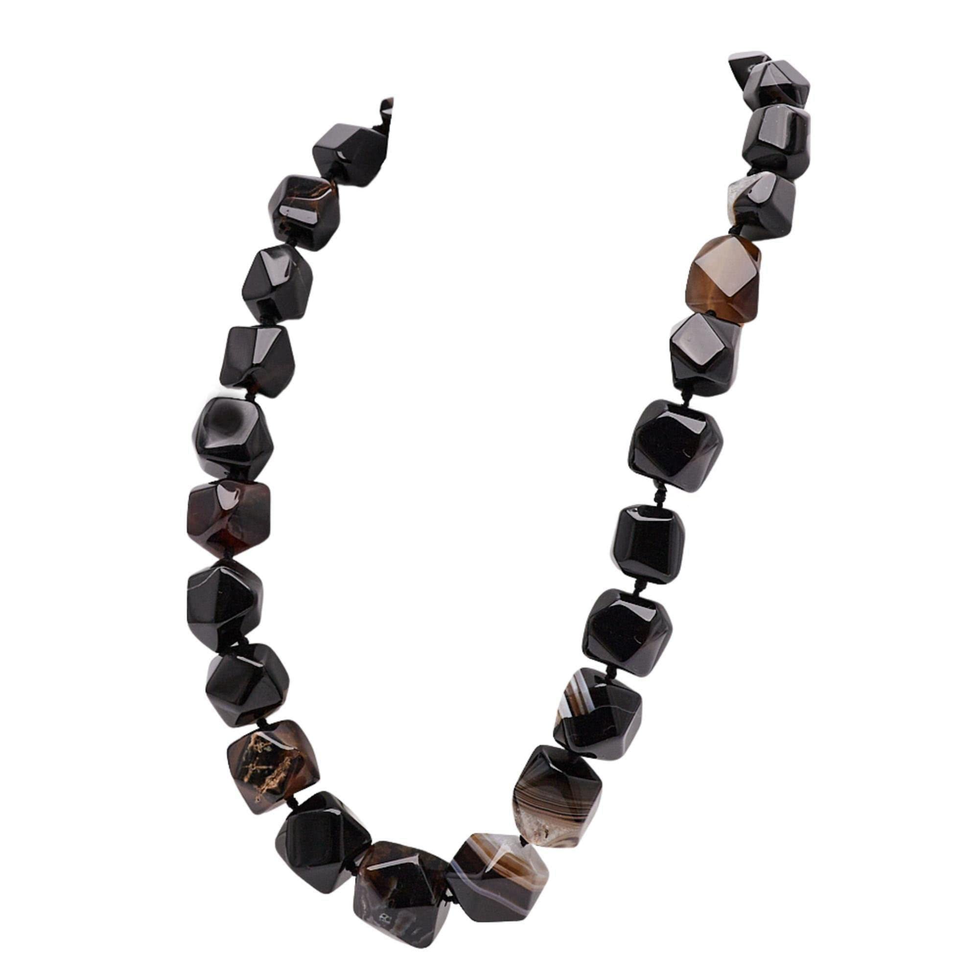Treasure Bay Stunning Agate Gemstone Chunky Necklace for Women and Girls (Black) โ image 1