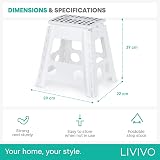 LIVIVO Folding Step Stool White Two Tier Anti Slip 150kg Carry Handle view 8