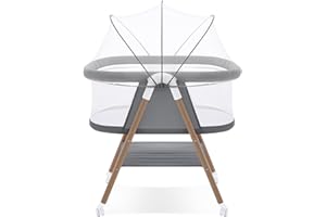 GYARING Baby bassinets,3 in1 Baby Crib, Sturdy, Portable & Easy to Assemble,Mosquito net and Portable Bag Included. (Gray)