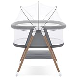 GYARING Baby bassinets,3 in1 Baby Crib, Sturdy, Portable & Easy to Assemble,Mosquito net and Portable Bag Included. (Gray)