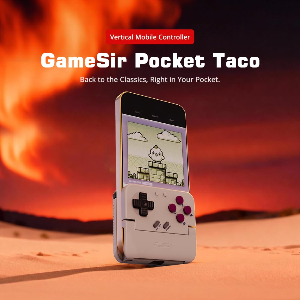 GameSir Pocket Taco Verticaler Mobiler Gaming-Controller - Retro Arcade Bluetooth Gamepad für Android & Smartphone, Tragbar, 600mAh Akku, App-Anpassung - Weiß 2