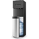 Euhomy Bottom Loading Water Dispenser, 3 Temperatures, 3 or 5 Gal Bottles | Water cooler with built-in ramp, 16.9 fl oz in 13-18 sec, 41 dB operation, child lock, LED alerts and removable drip tray