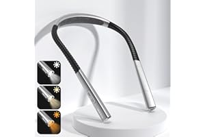 Vekkia LED Neck Reading Light Rechargeable, Book Light for Reading in Bed, 3 Colors & 5 Brightness Adjustable, Long Lasting. Great for Knitting, Camping & Repairing